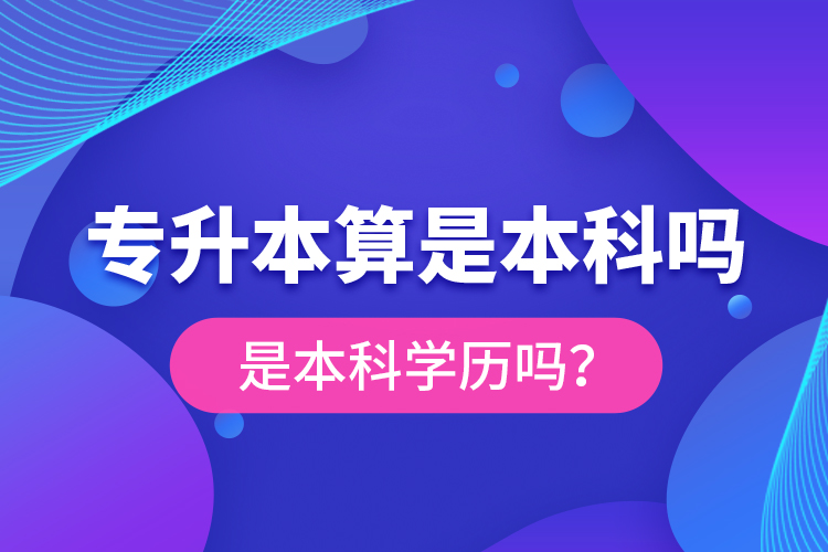 專升本算是本科嗎？是本科學歷嗎？