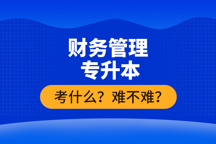 財務(wù)管理專升本考什么？難不難？