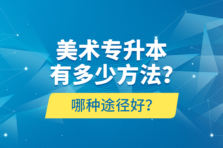 美術(shù)專升本有多少方法？哪種途徑好？